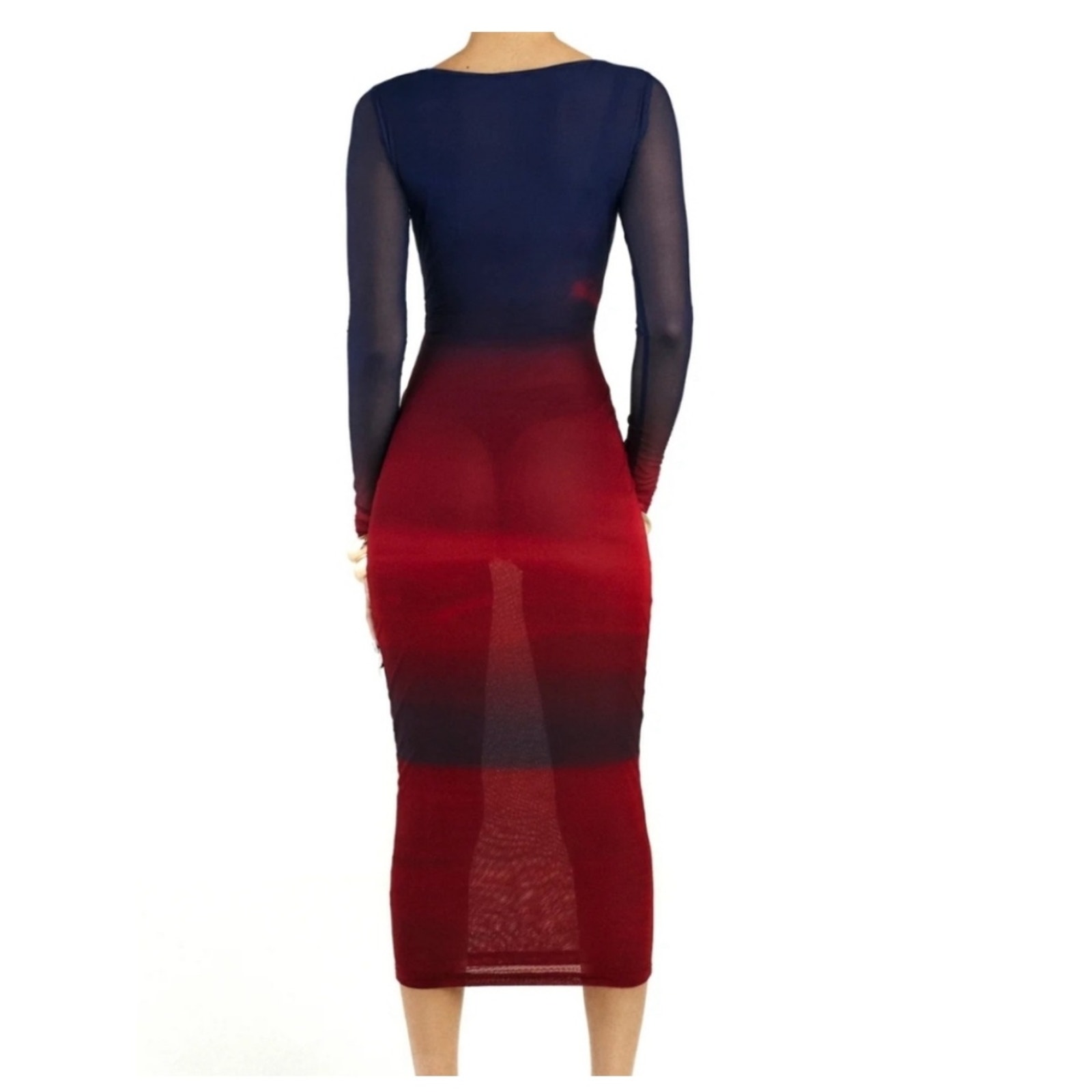 New Woods By Jordyn Kai Mesh Midi Bodycon Dress In Purple Haze - Size Xl — image 3 of 8